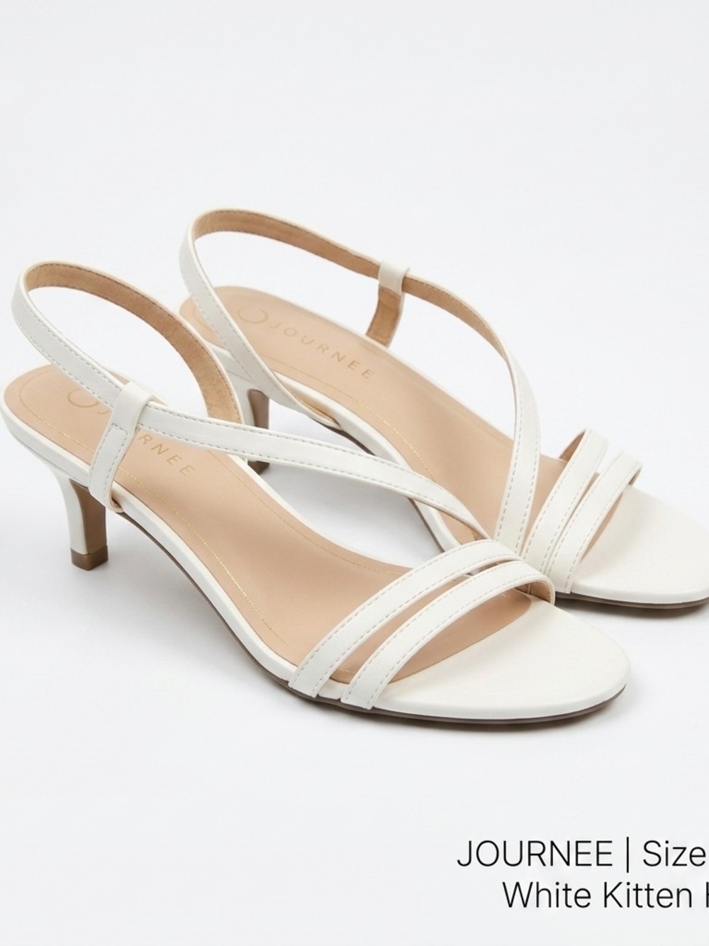 Journee Collection Jemry White Kitten Heel Sandals Size 12M NIB